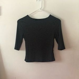 Popsugar Elbow Sleeve Ribbed Crop Top